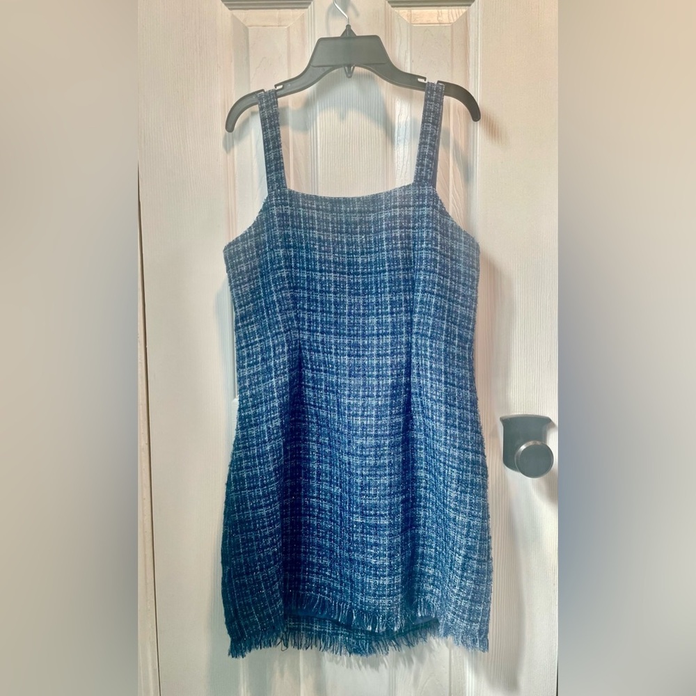 Cute Trixxi Navy Blue Tweed Button-Front Dress - Picture 4 of 8